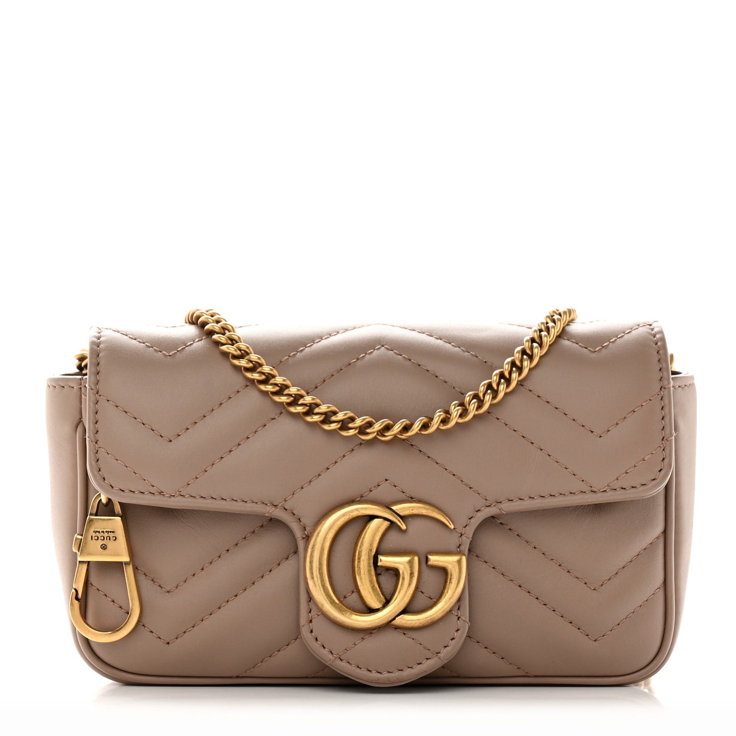 Calfskin Matelasse Super Mini GG Marmont Shoulder Bag Porcelain Rose