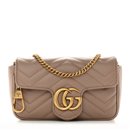 Gucci Calfskin Matelasse Super Mini GG Marmont Shoulder Bag Porcelain Rose 1 of 12