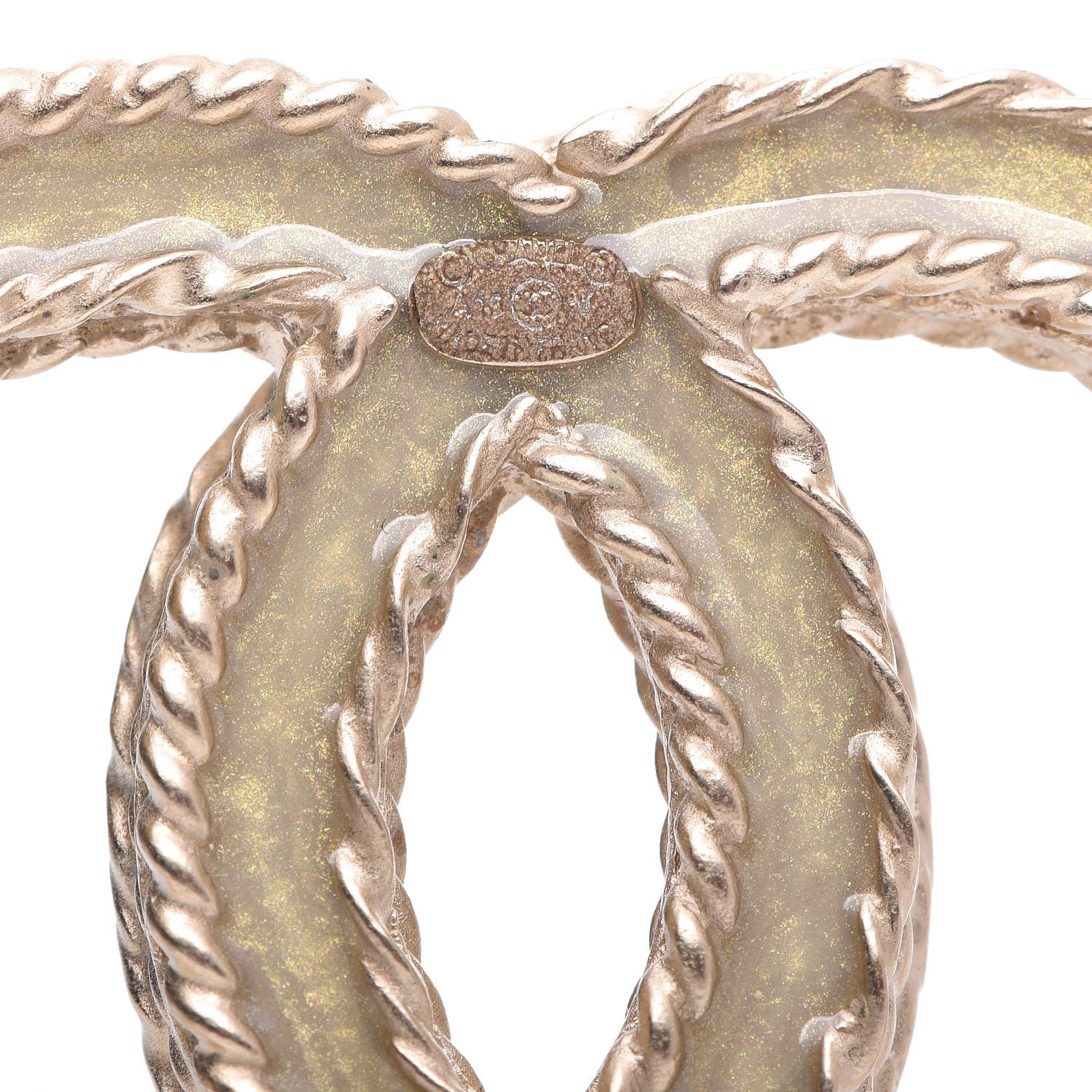 Chanel Crystal CC Brooch Light Gold 5 of 10