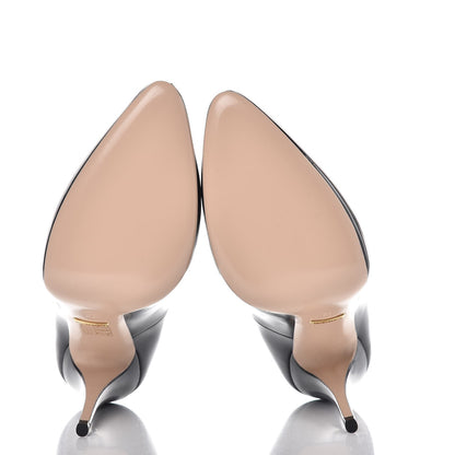 Gucci Polished Calfskin Removable Pearly Bow Elaisa Platform High Heel Pumps 40 Black 10 of 14