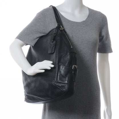 Saint Laurent Perforated Leather Zipped Tote Black 2 of 7