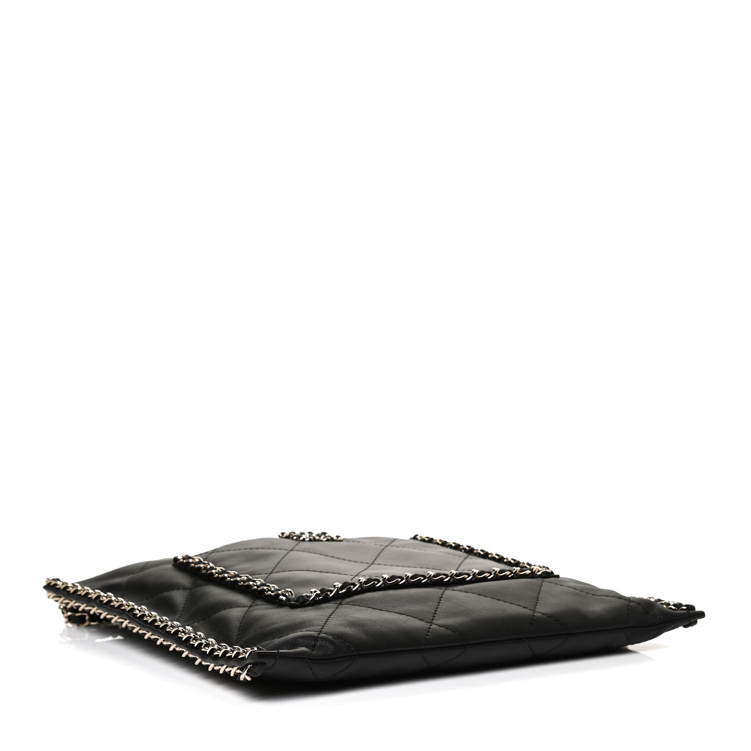 Chanel Calfskin Quilted Chain Flat Tote Black 4 of 12