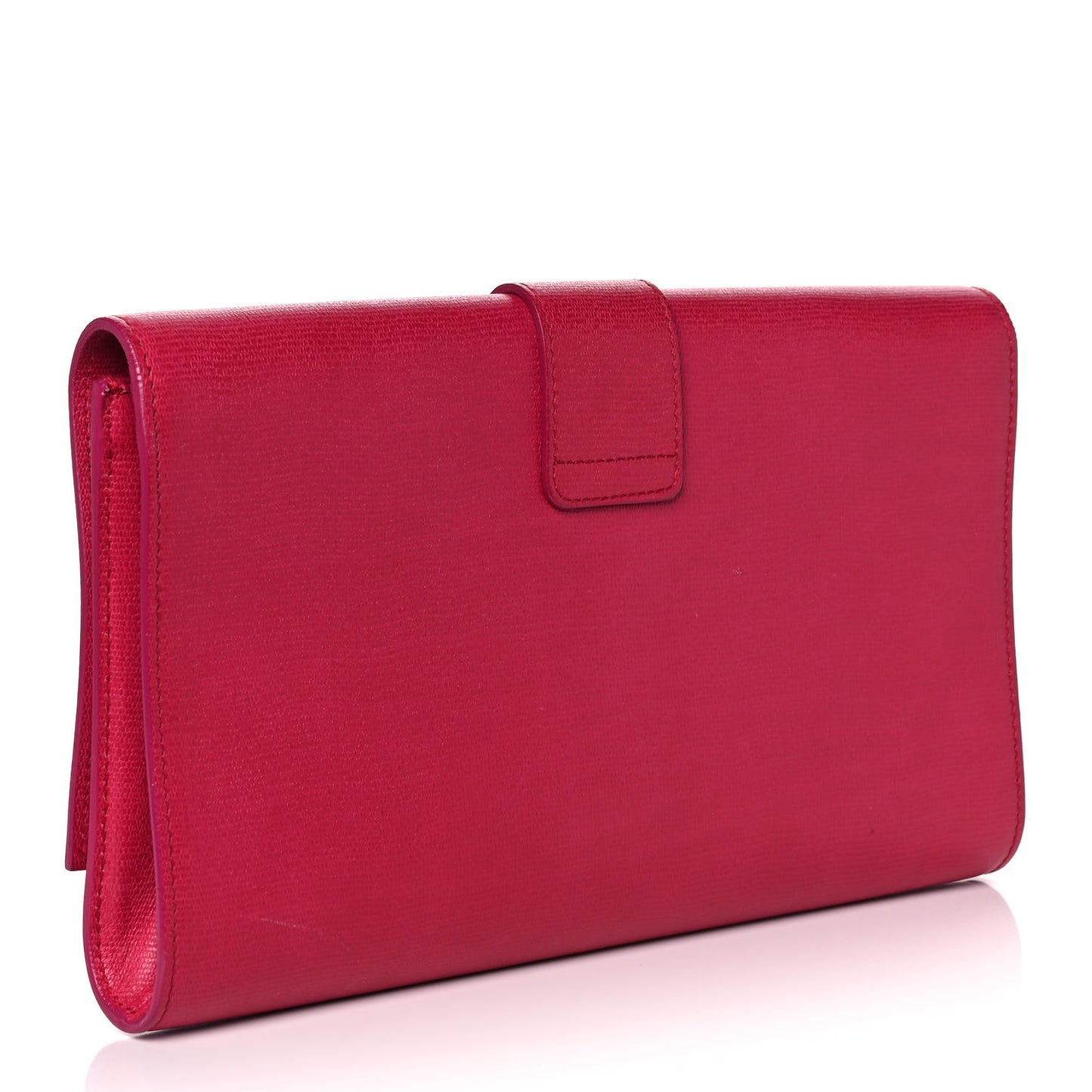 Textured Calfskin Classic Y Ligne Clutch Fuchsia