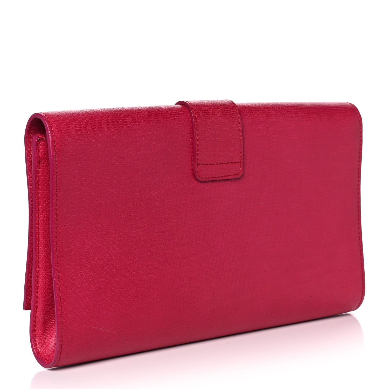 Saint Laurent Textured Calfskin Classic Y Ligne Clutch Fuchsia 3 of 9