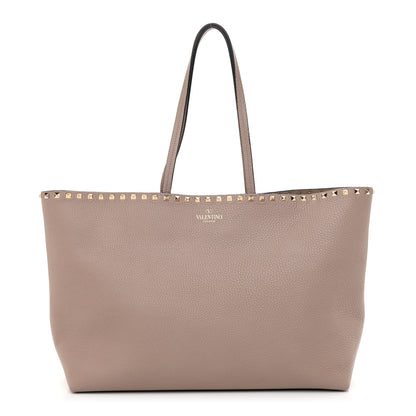 Valentino Garavani Grained Calfskin Rockstud Shoulder Tote Poudre 1 of 7