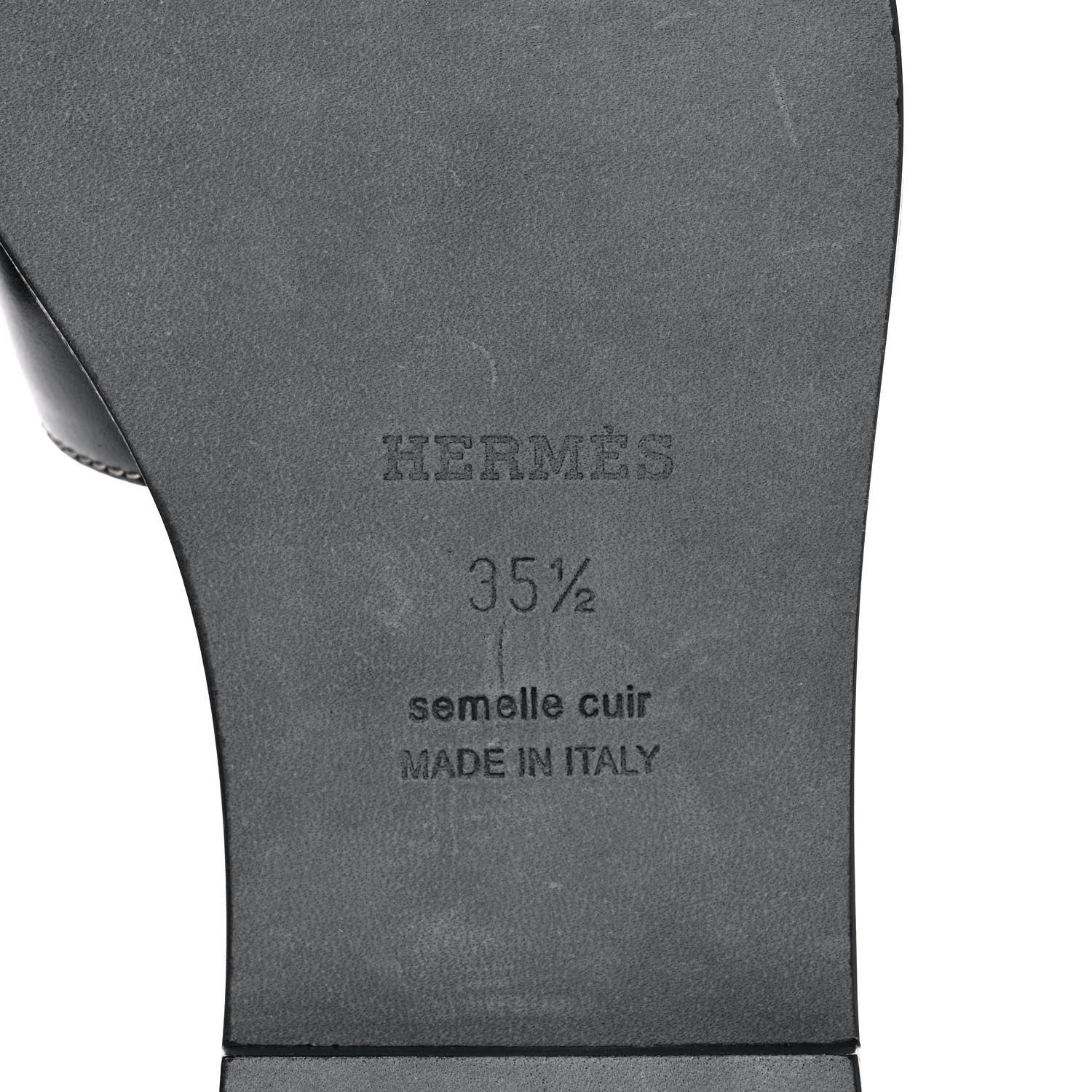 Hermes Box Calfskin Oran Sandals 35.5 Black 6 of 10