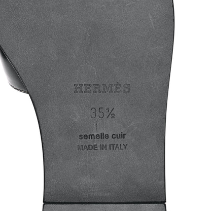 Hermes Box Calfskin Oran Sandals 35.5 Black 6 of 10
