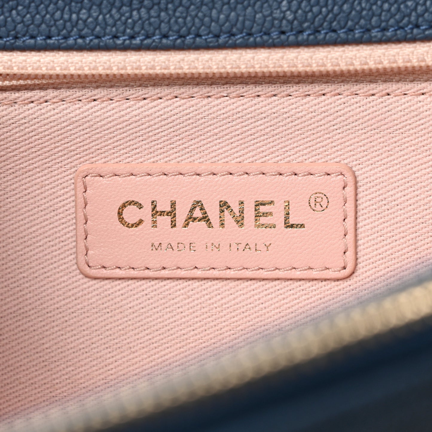 Grained Calfskin Quilted Cuba Flap Blue