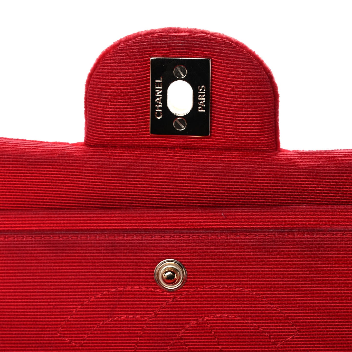 Velvet Quilted Medium Double Flap Red