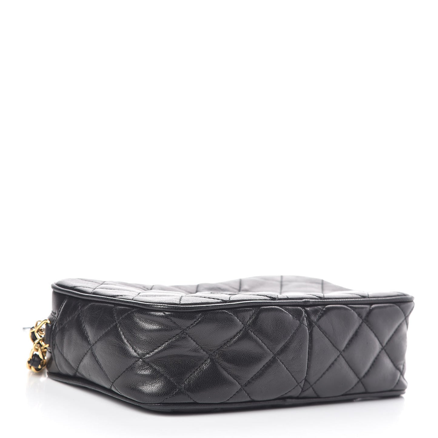 Lambskin Quilted CC Tassel Camera Case Black