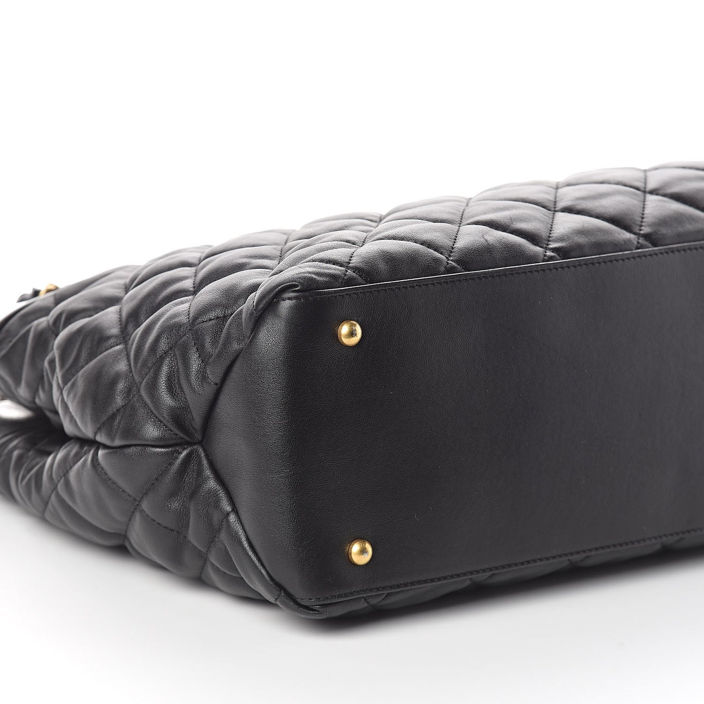 Calfskin Quilted Large Soft Elegance Tote Black