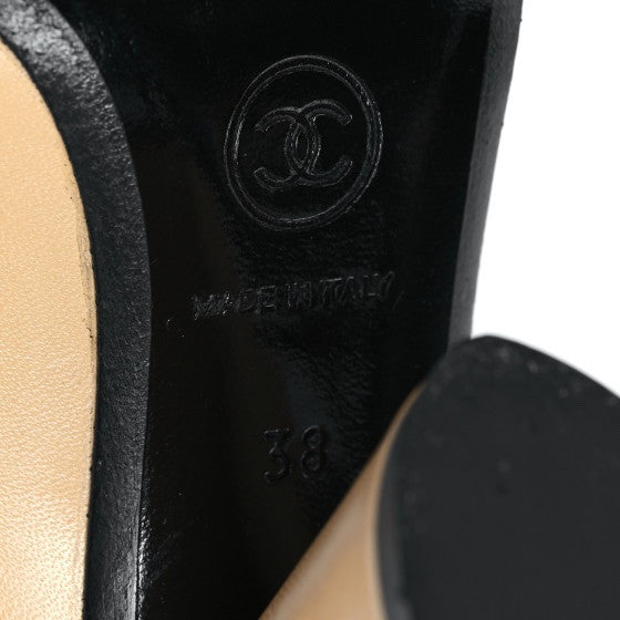 Lambskin Cap Toe CC Pumps 38 Beige Black