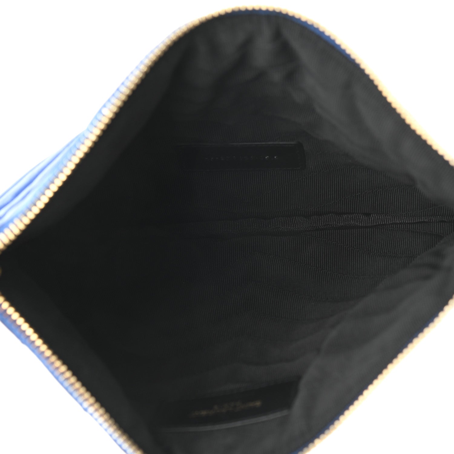 Saint Laurent Calfskin Matelasse Chevron Monogram Zip A5 Pouch Blue Majorelle 5 of 11