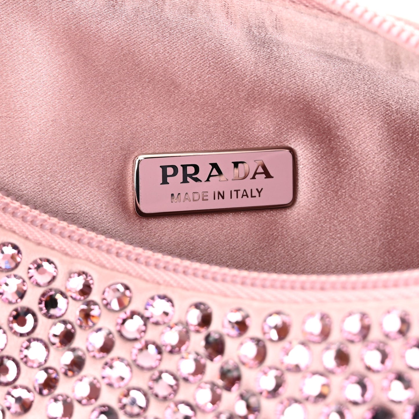 Satin Crystal Mini Re-Edition 2000 Bag Alabastro