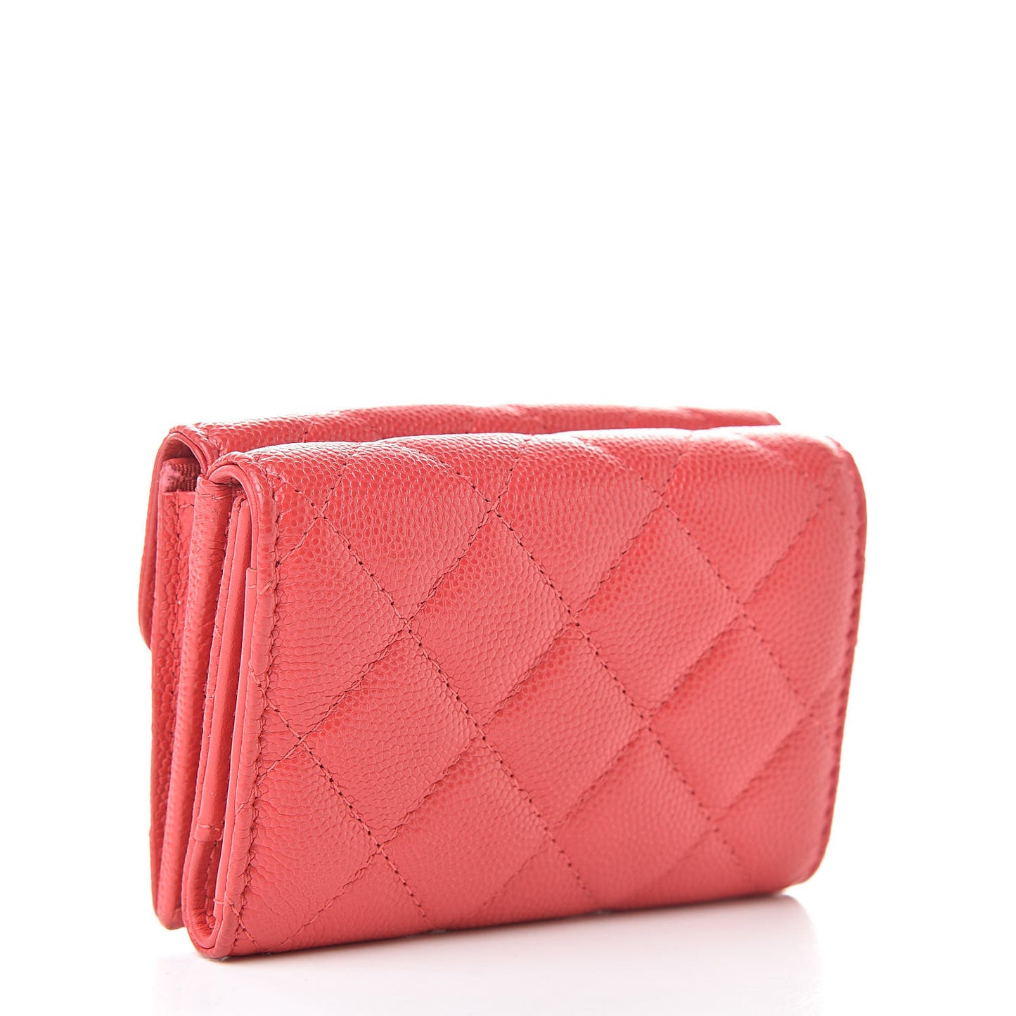 Caviar Quilted Compact Flap Wallet Red