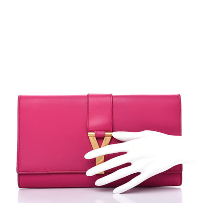 Saint Laurent Calfskin Classic Y Ligne Clutch Fuchsia 2 of 8