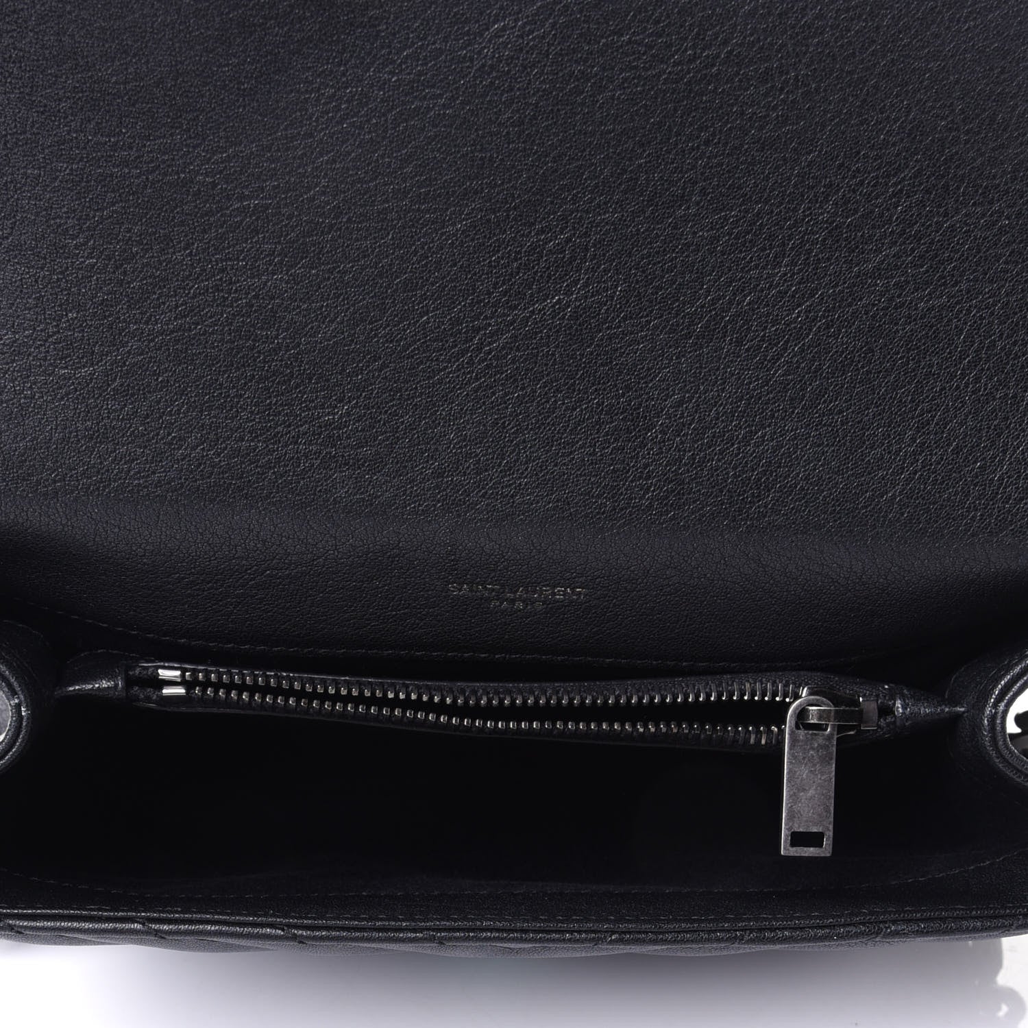 Saint Laurent Sheepskin Matelasse Chevron Monogram Medium College Bag Black 3 of 4