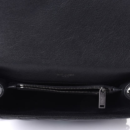 Saint Laurent Sheepskin Matelasse Chevron Monogram Medium College Bag Black 3 of 4
