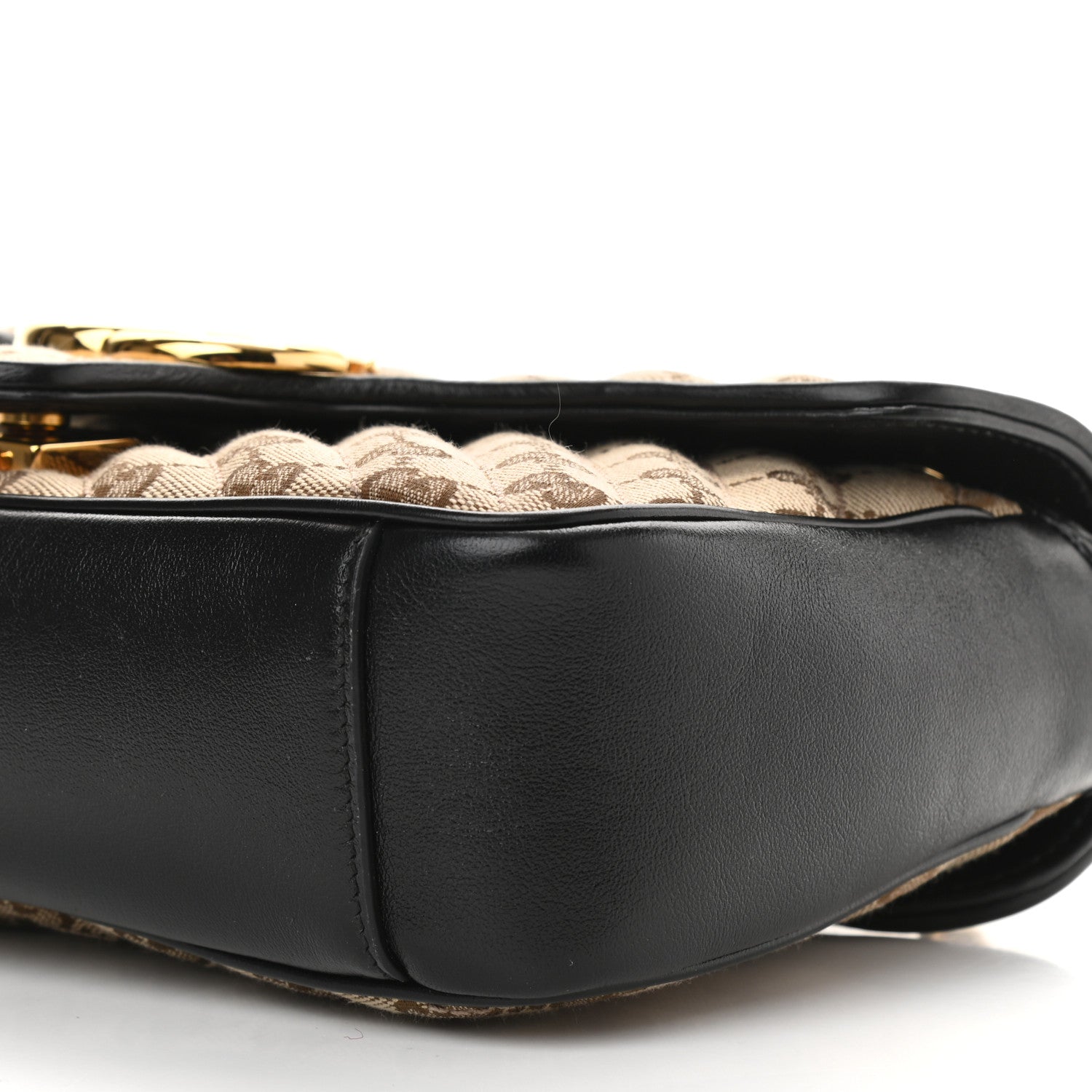 Gucci Monogram Matelasse Diagonal Small GG Marmont Shoulder Bag Beige Black 10 of 10