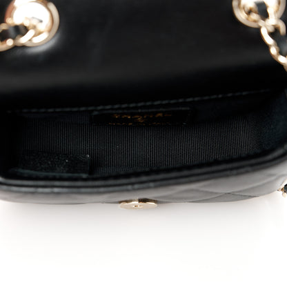 Chanel Lambskin Quilted Resin CC Flap Clutch With Chain Black White 5 of 10