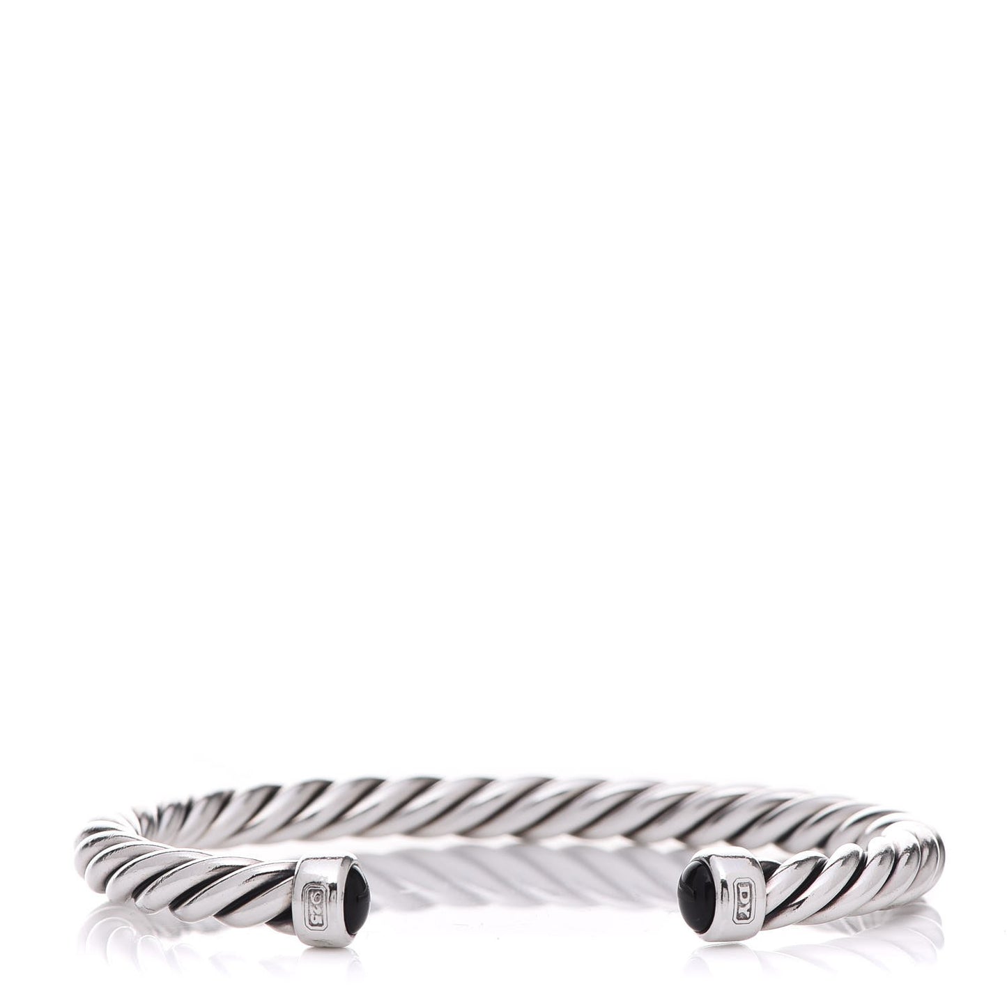 Sterling Silver Onyx 6mm Cable Classic Cuff Bracelet