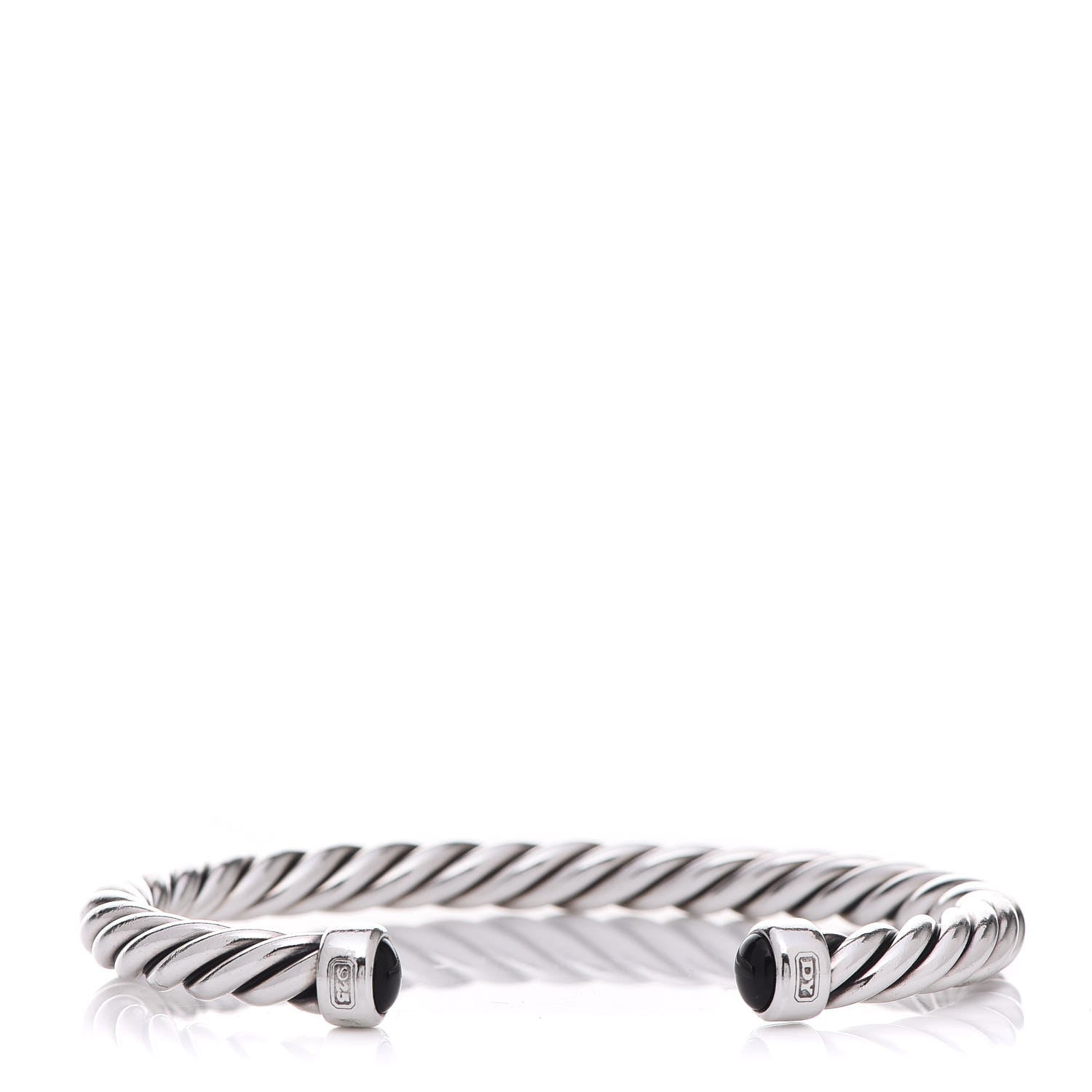 David Yurman Sterling Silver Onyx 6mm Cable Classic Cuff Bracelet 1 of 4