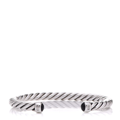 David Yurman Sterling Silver Onyx 6mm Cable Classic Cuff Bracelet 1 of 4