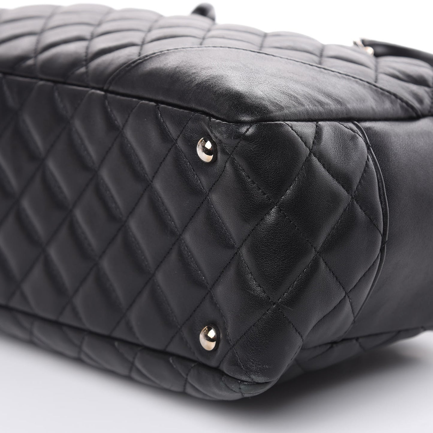 Calfskin Quilted Large Cambon Bowler Black White