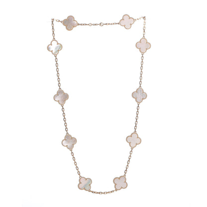 Van Cleef & Arpels 18K Yellow Gold Mother of Pearl 10 Motifs Vintage Alhambra Necklace 3 of 7
