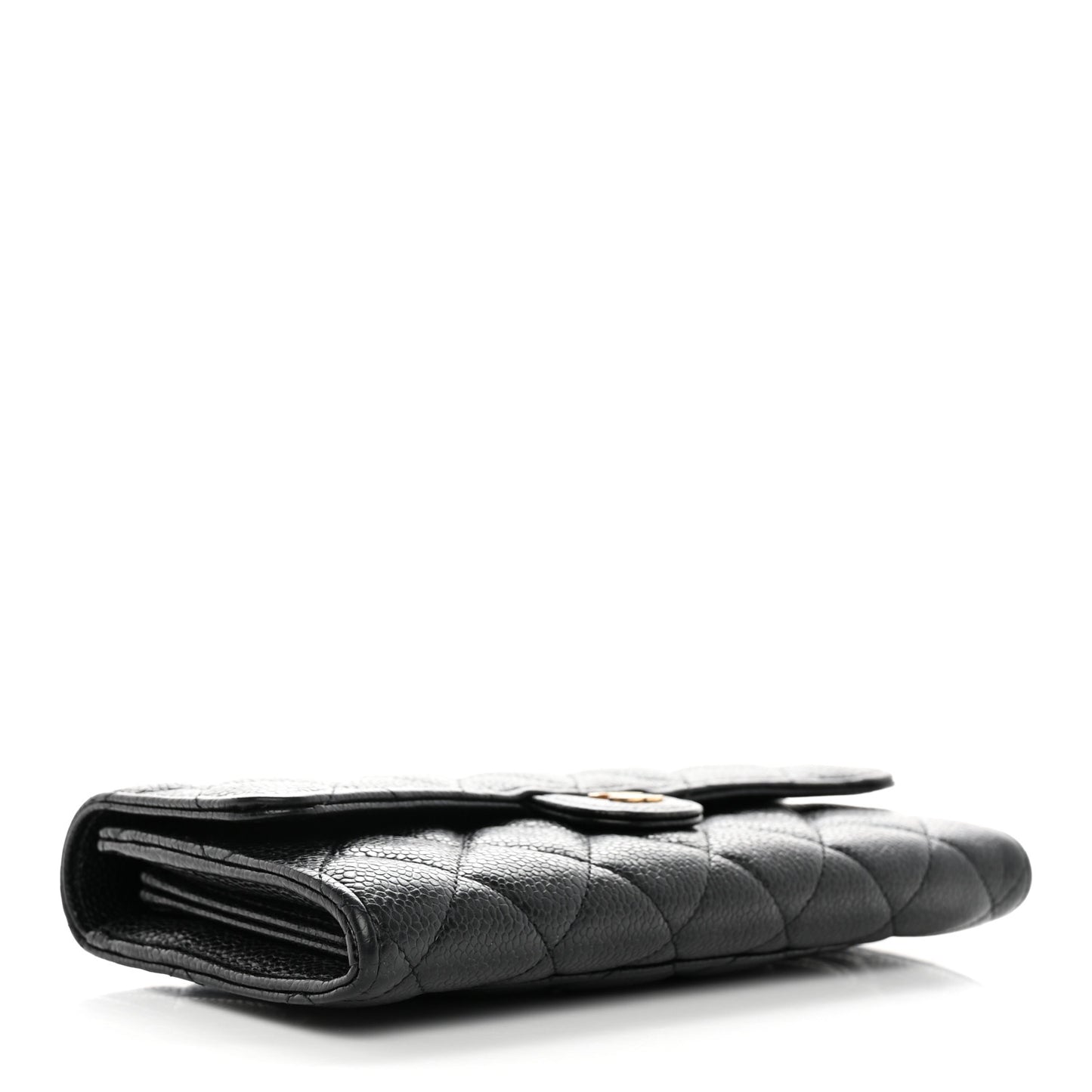 Caviar Quilted Large Flap Wallet Black