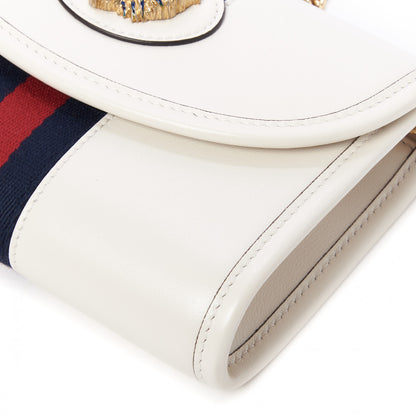Gucci Textured Calfskin Web Mini Rajah Slim Flap Shoulder Bag Mystic White 5 of 10