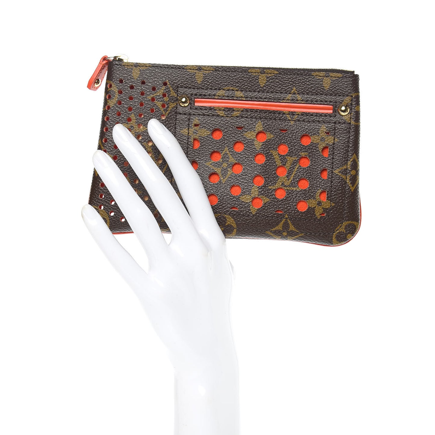 Monogram Perforated Pochette Plat Orange