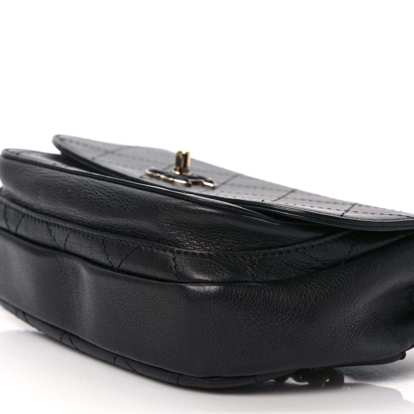 Calfskin Stitched Coco Curve Waist Bag Black