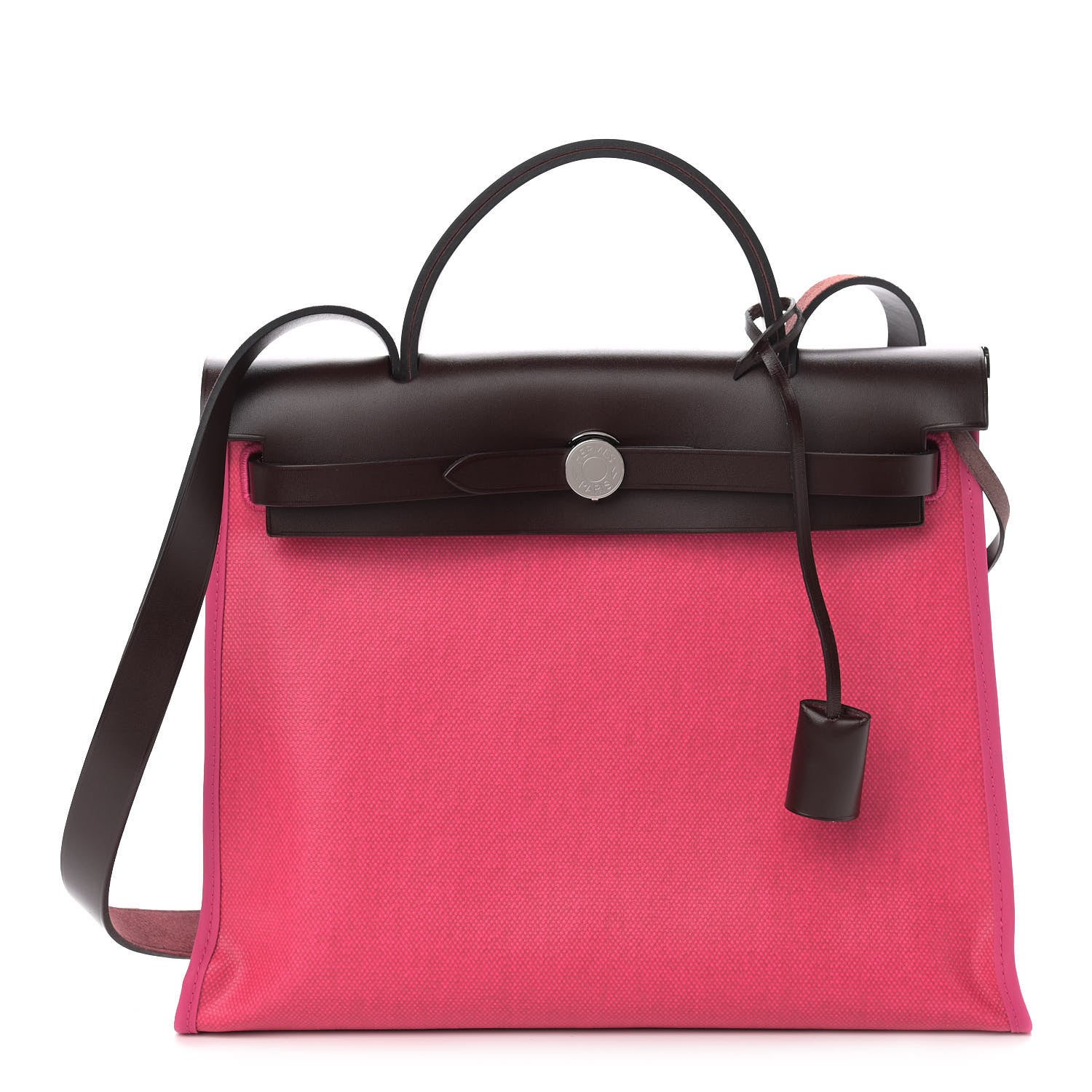 Hermes Toile H Berline Vache Hunter Herbag Zip 31 PM Rouge Sellier Rose Shocking 3 of 12