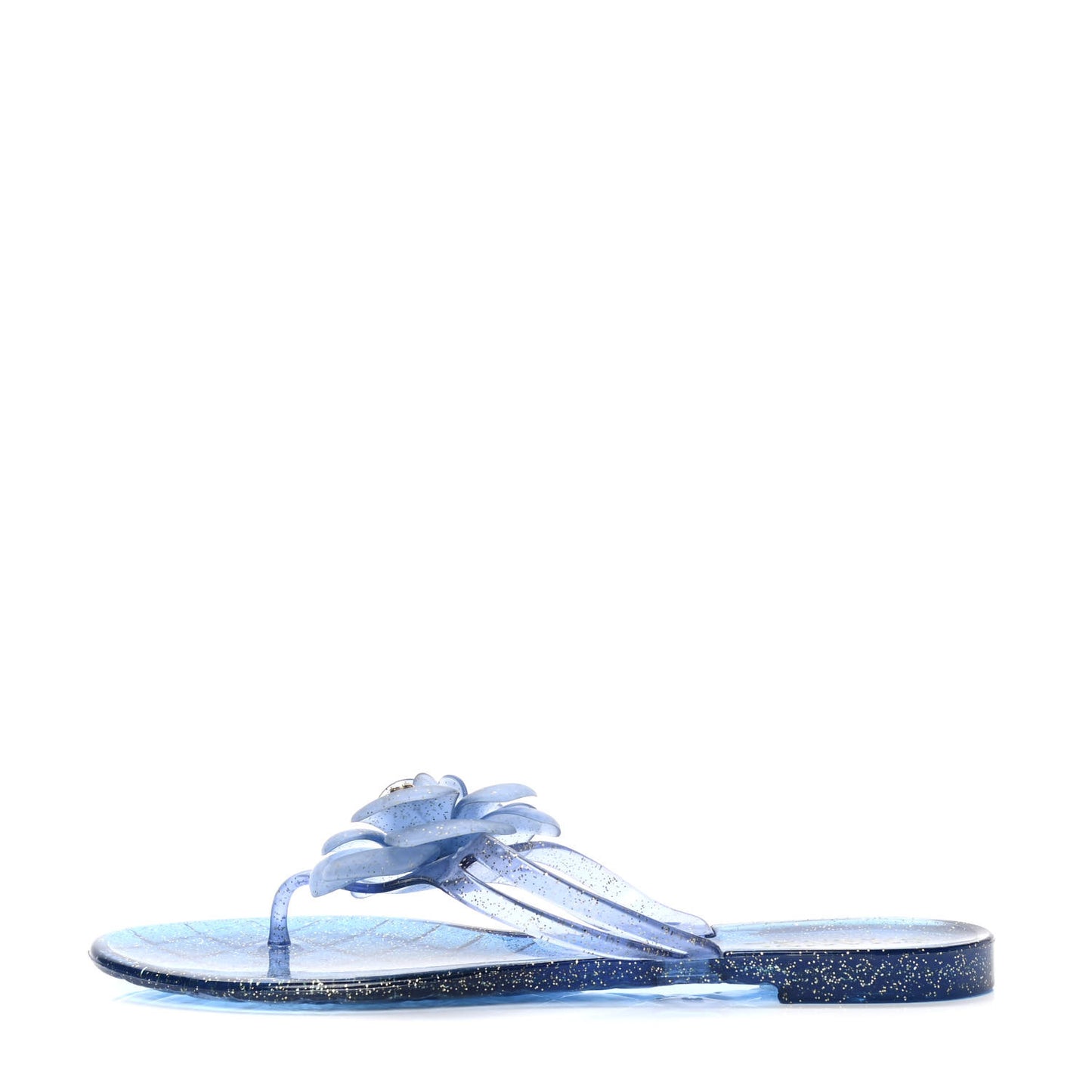 Jelly Camellia Glitter Thong Sandals 38 Blue