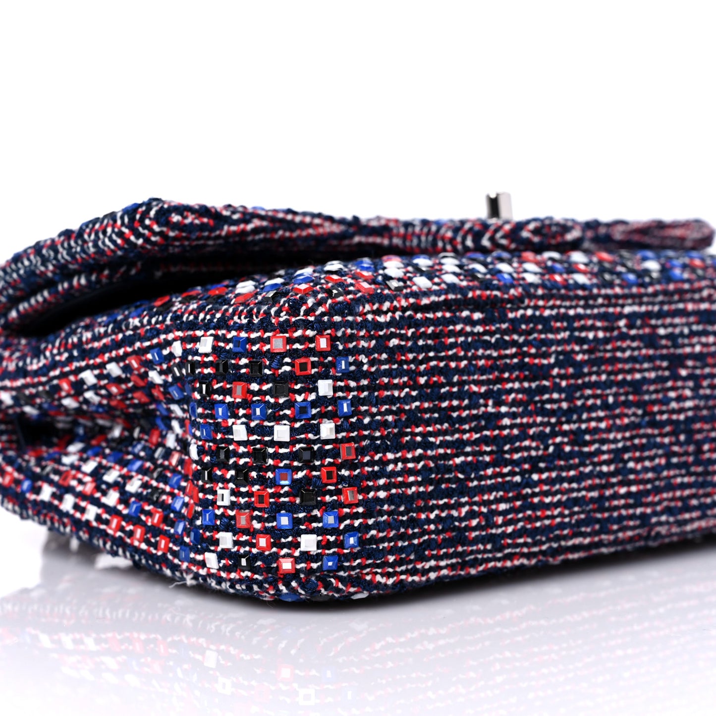 Sequin Tweed Medium Double Flap Red White Blue