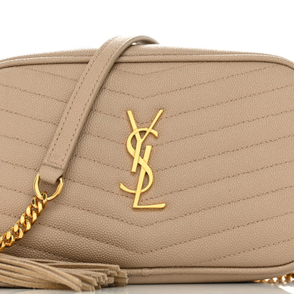 Saint Laurent Grain De Poudre Matelasse Monogram Mini Lou Camera Bag Dark Beige 8 of 12