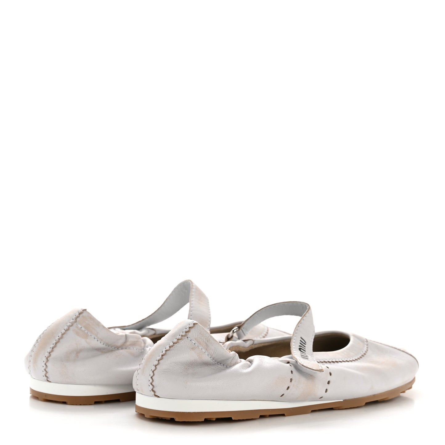 Bleached Nappa Womens Plume Mary Jane Ballerina Sneakers 39 Bianco