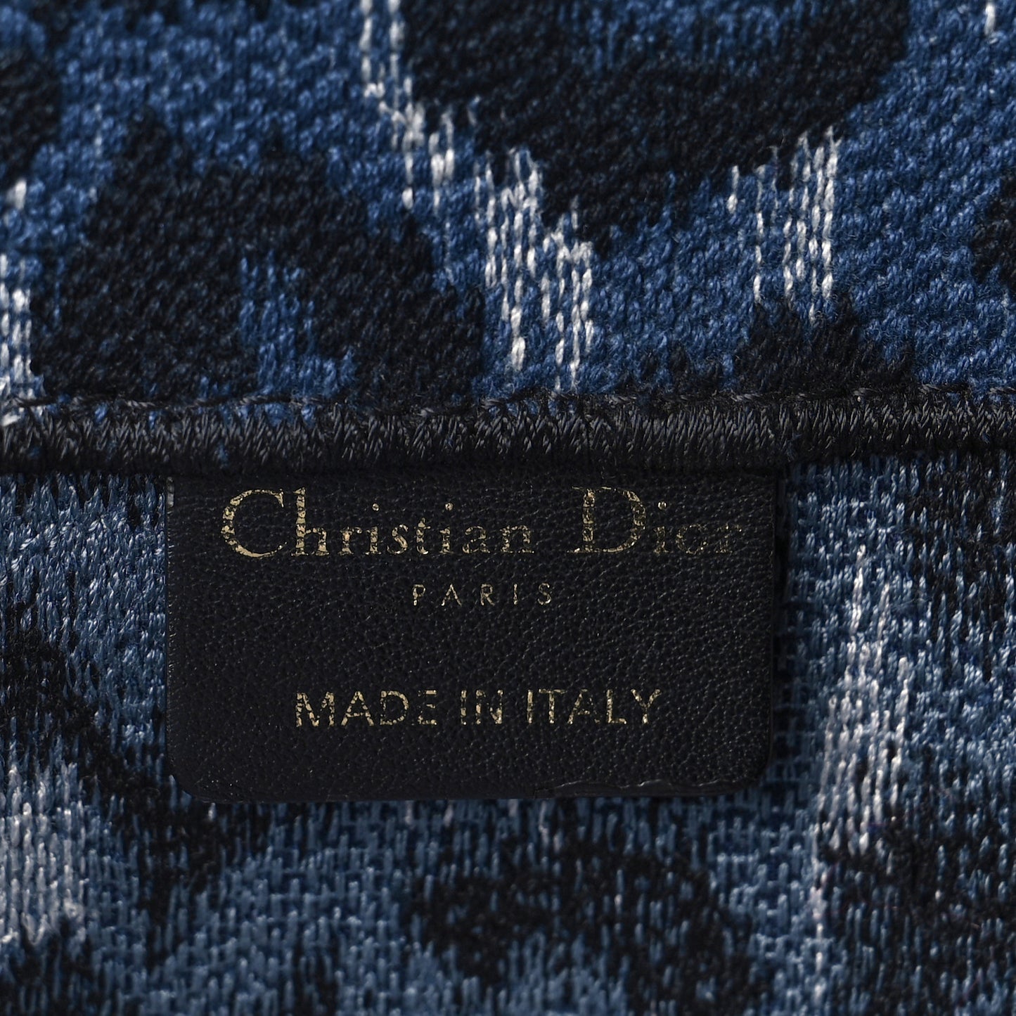 Canvas Mizza Embroidered Medium Leopard Book Tote Blue