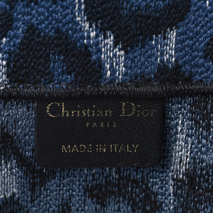 Christian Dior Canvas Mizza Embroidered Medium Leopard Book Tote Blue 5 of 8