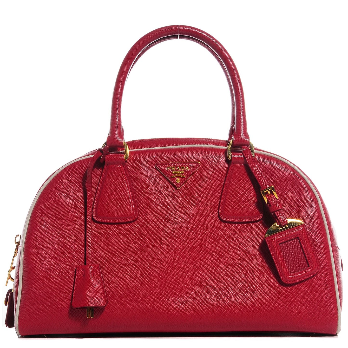 Saffiano Lux Bowling Bag Fuoco Talco