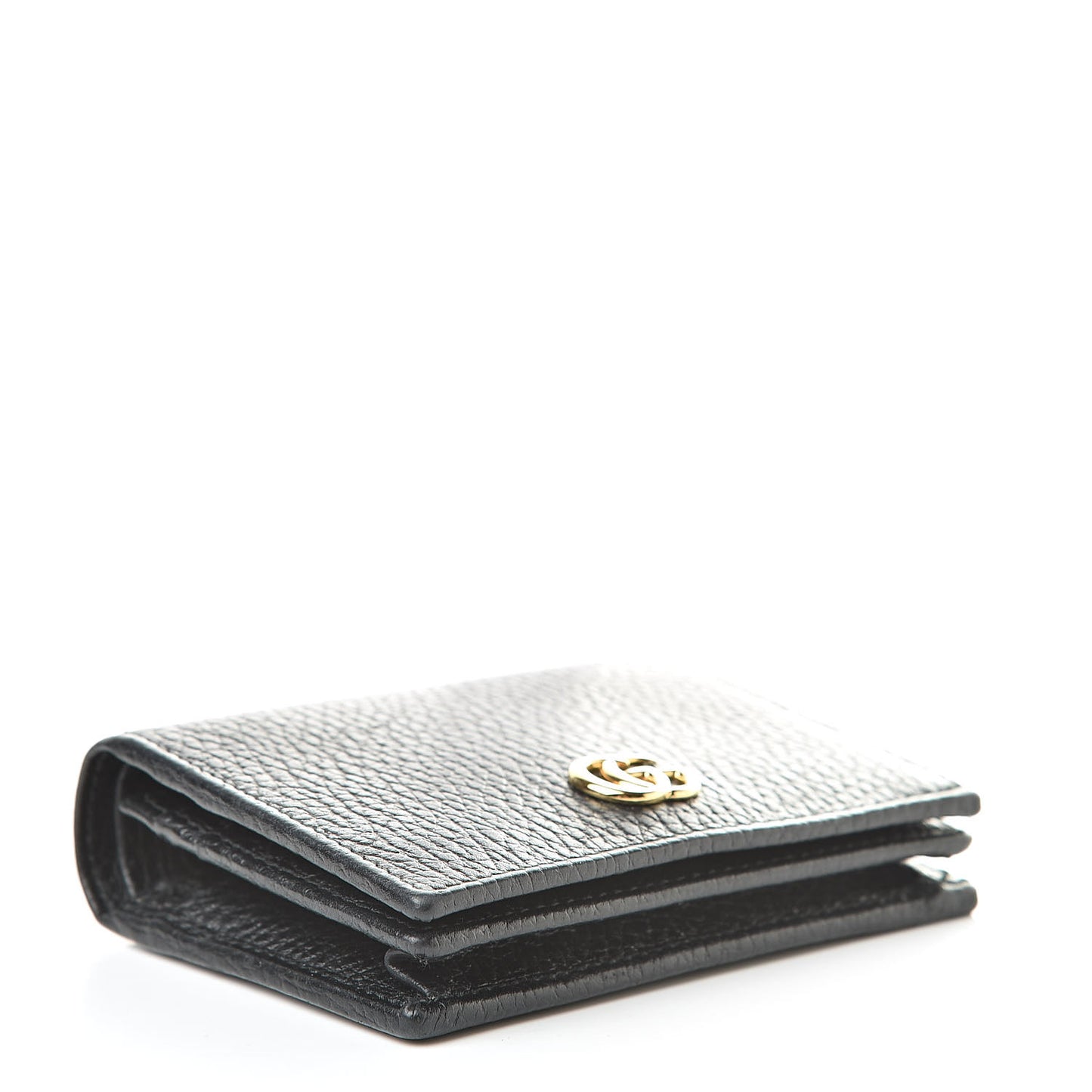 Pebbled Calfskin GG Marmont Card Case Black