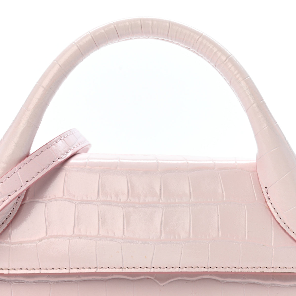 Jacquemus Calfskin Crocodile Embossed Le Chiquito Long Pale Pink 7 of 11