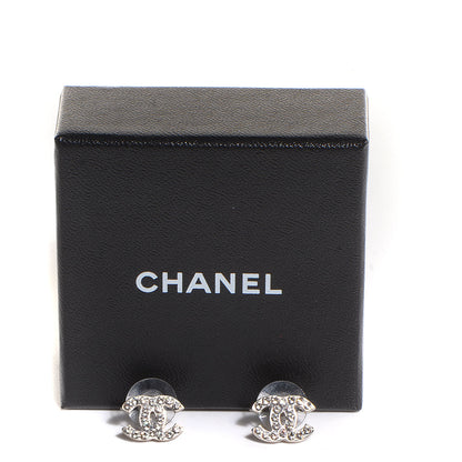 Chanel Crystal Timeless CC Earrings Silver 5 of 5