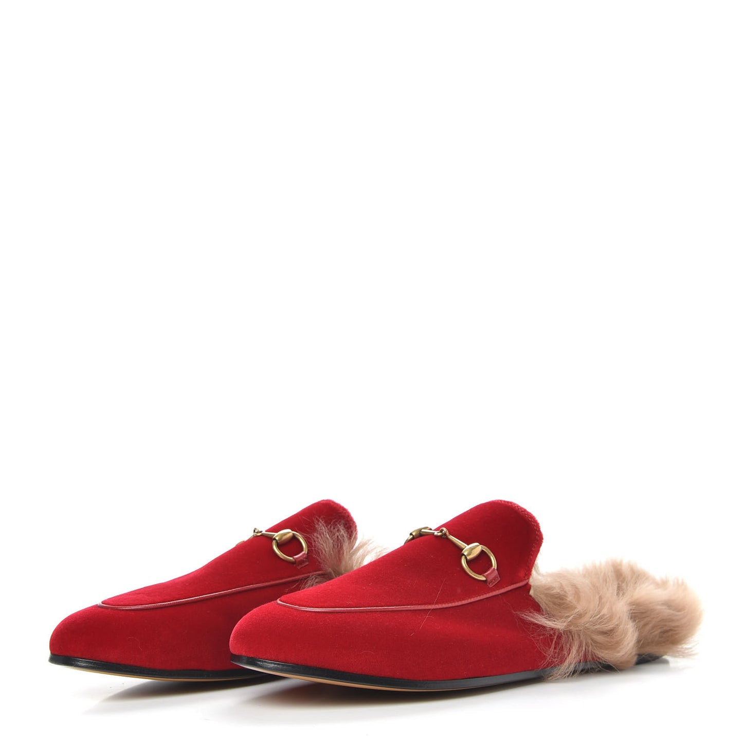 Velvet Fur Womens Princetown Slippers 39 Hibiscus Red