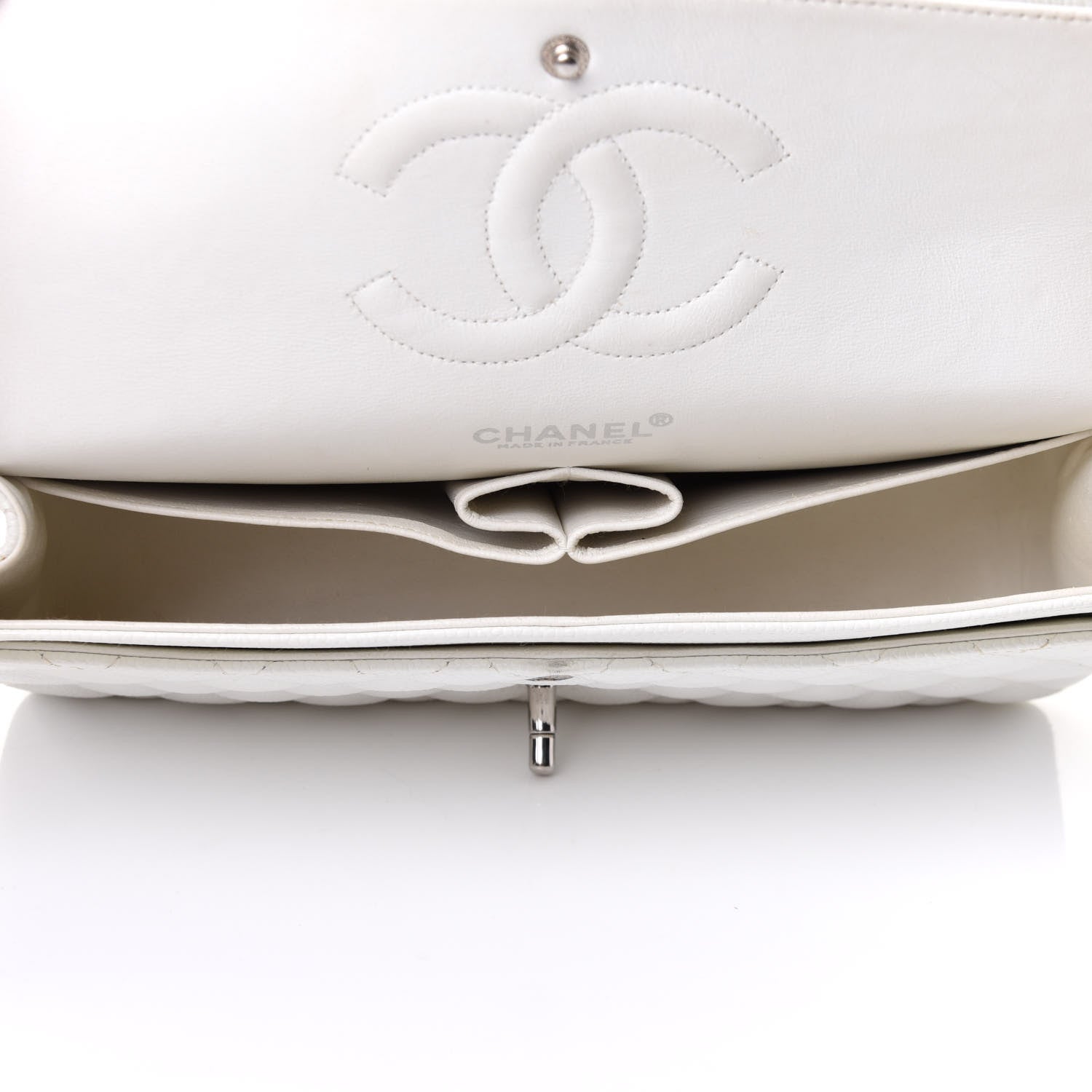 Chanel Caviar Quilted Medium Double Flap White 5 of 10