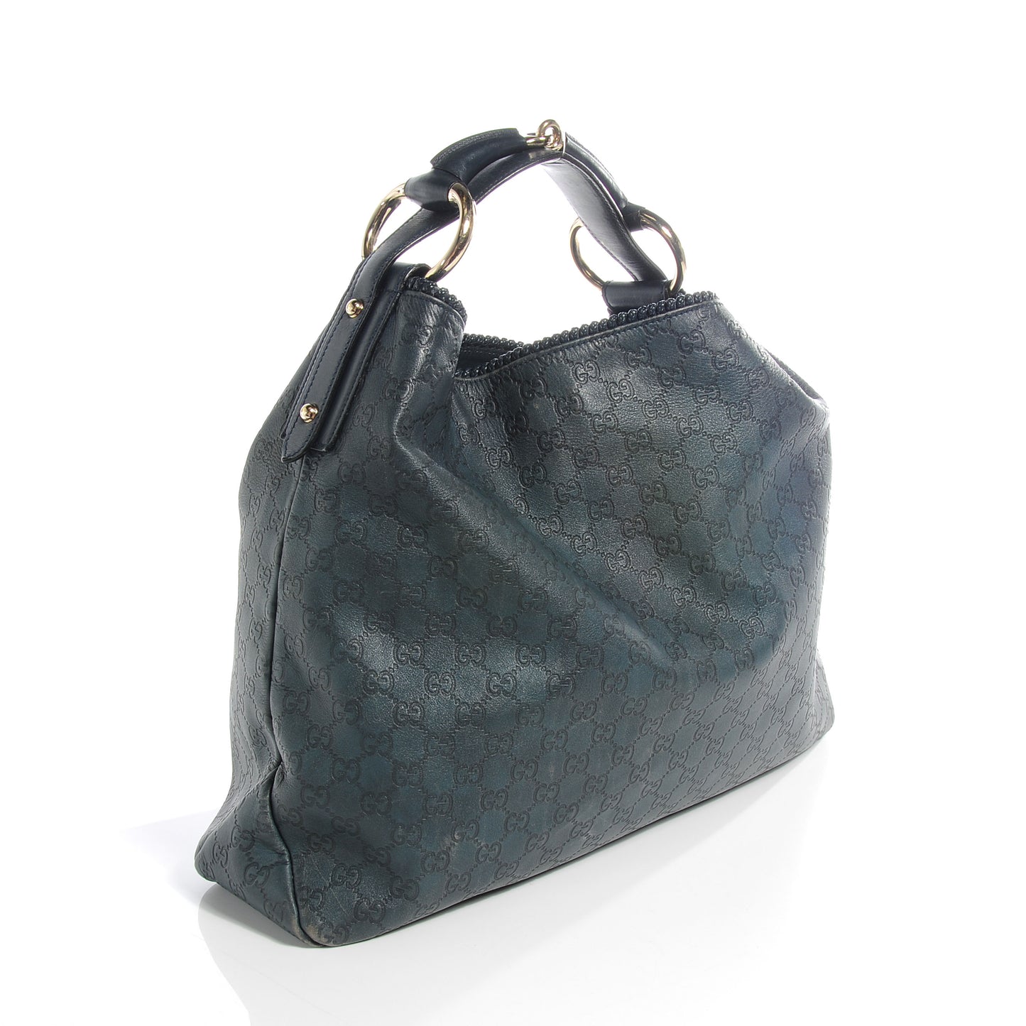 Guccissima Large Horsebit Chain Hobo Blue