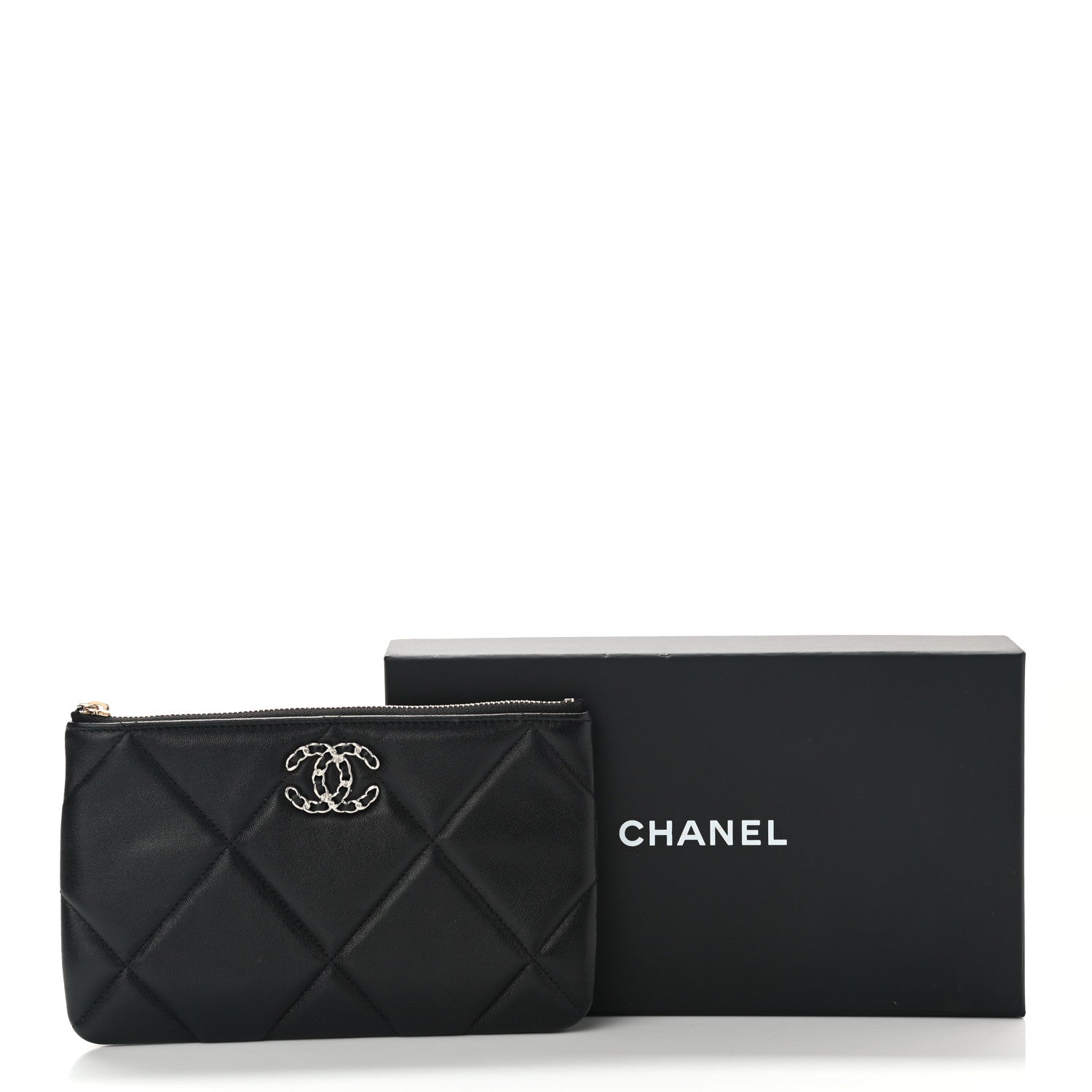 Chanel Lambskin Quilted Small Chanel 19 Pouch Black 8 of 8