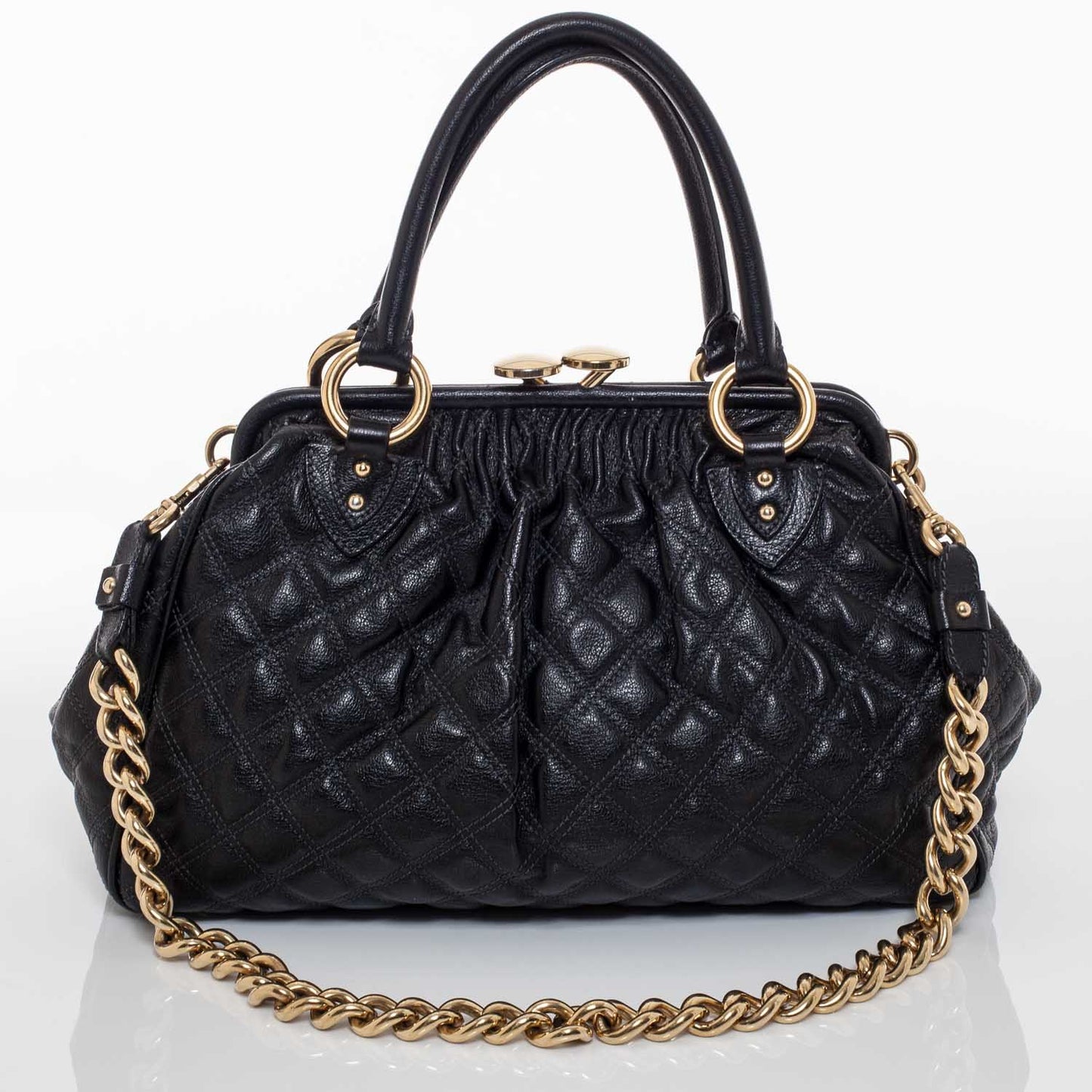 Quilted Leather Stam Black