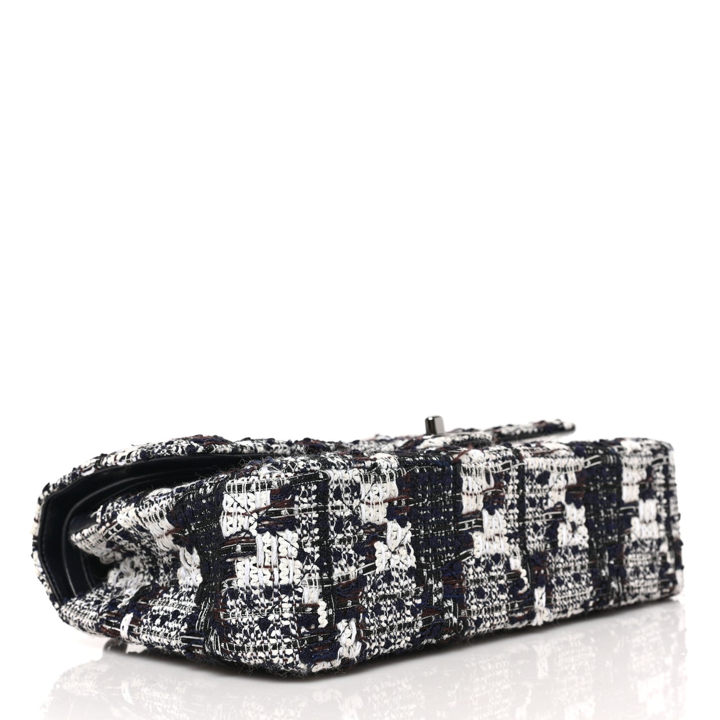 Tweed Quilted Medium Double Flap Black Ecru White